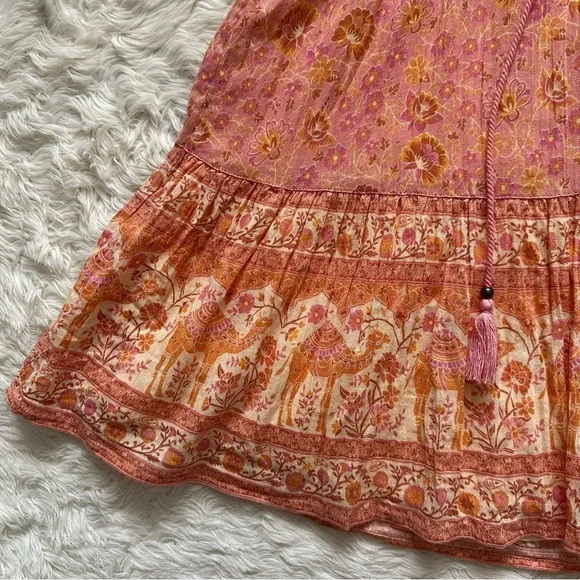 Spell & The Gypsy Dress Sundown Playdress in Apricot Mini Floral Orange Pink S